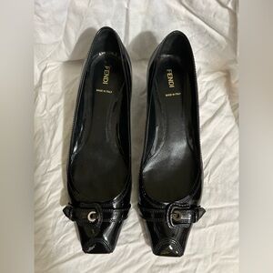 Fendi Women's Black Patent Leather Loafers
Size 10/41